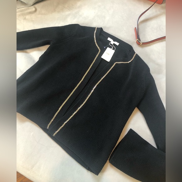 NWT maje women knit cardigan black gold size 2 - Picture 10 of 16